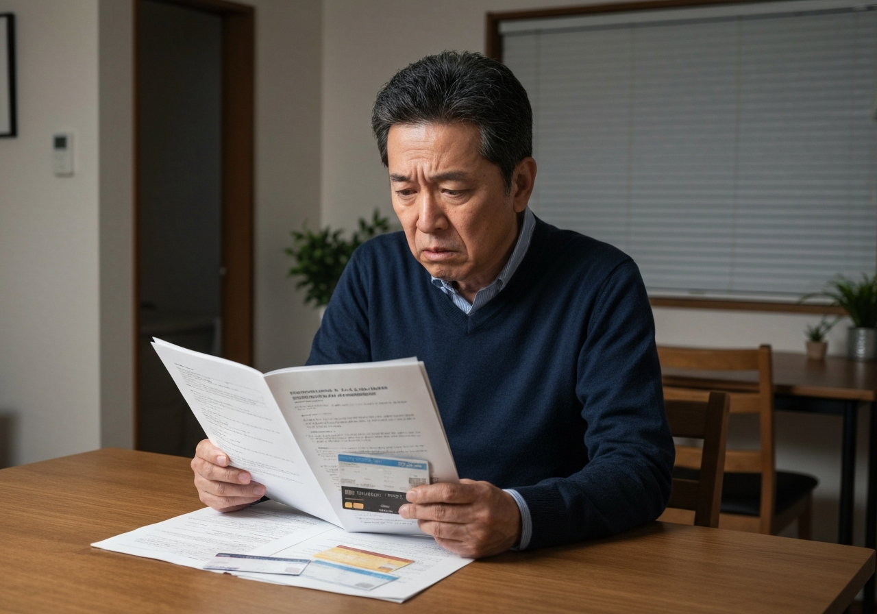 住宅ローンとカードローンの返済に悩む男性
